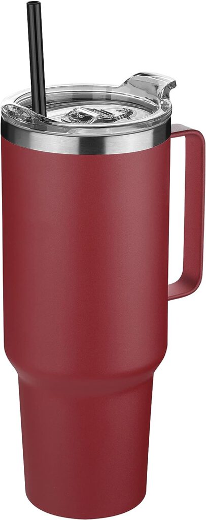 Amazon.com | HASLE OUTFITTERS 40 oz Stainless Steel Tumbler with Handle, Vacuum Insulated Tumblers Bulk, Reusable Double Wall Travel Coffee Mug, Durable Powder Coated Water Bottles(Wine Red, 1): Tumblers  Water Glasses