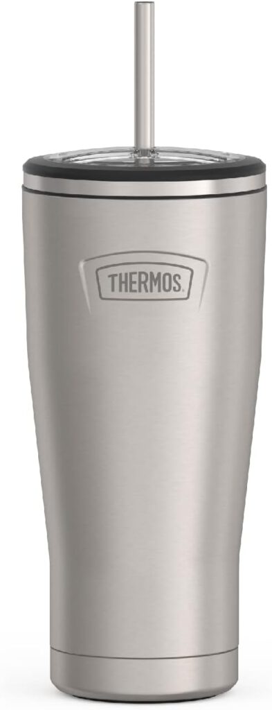 ICON SERIES BY THERMOS Stainless Steel Cold Tumbler with Straw, 24 Ounce, Matte Stainless Steel